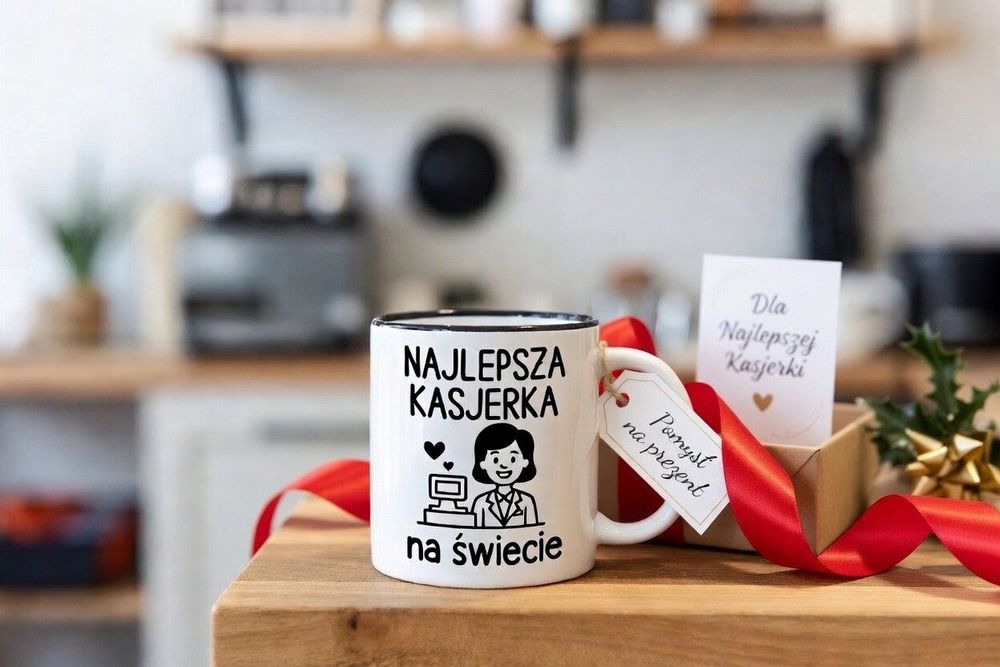 Kubek dla kasjerki smieszny prezent kubek ceramiczny