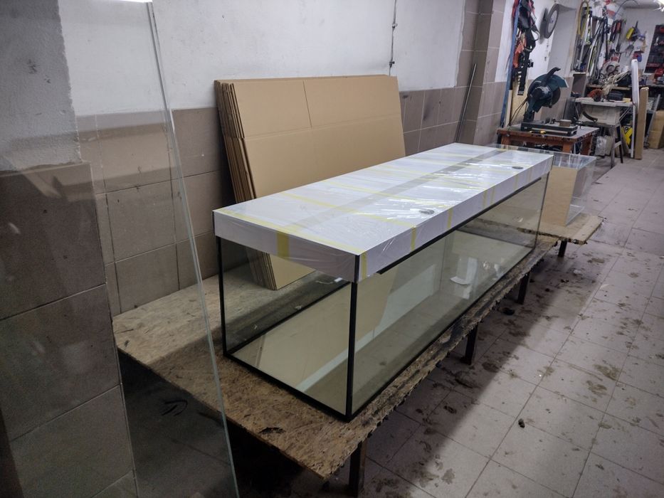 Akwarium proste 200 x 50 x 50 500 l z pokrywą i stelażem
