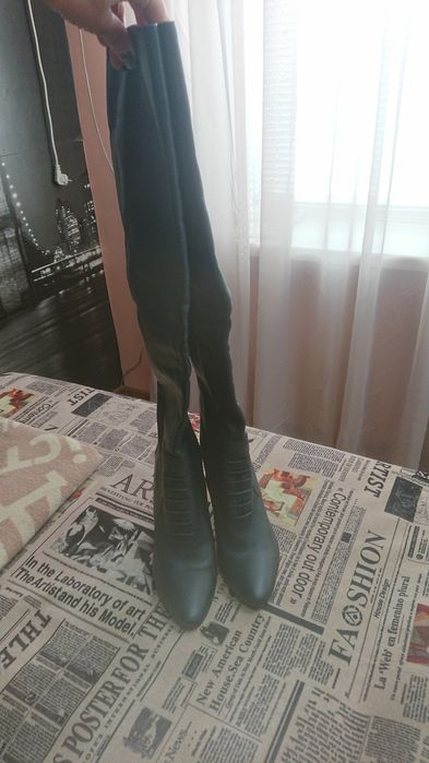 Сапоги кожаные высокие