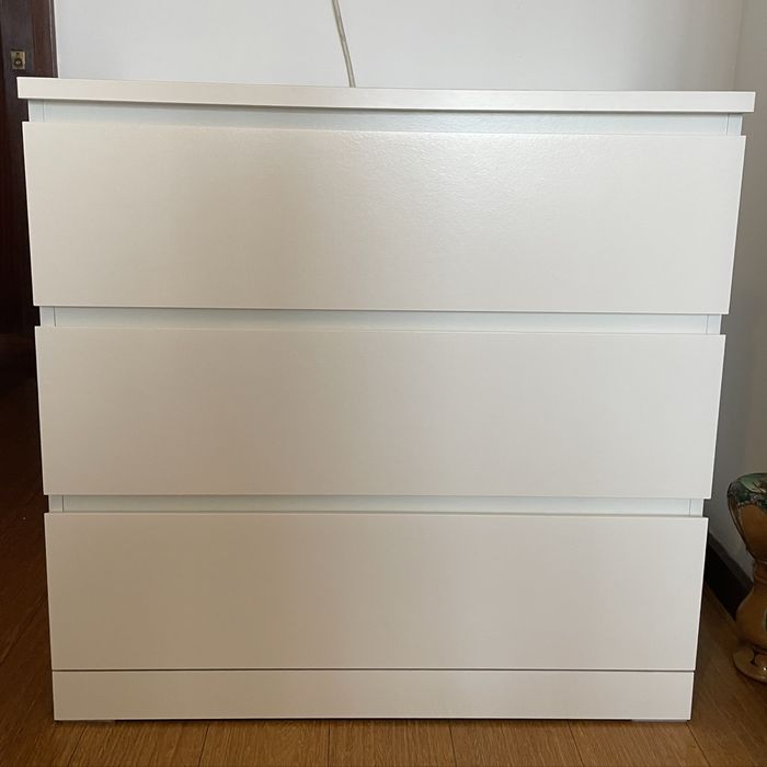 Cómoda com 3 gavetas, branco, 80x78 cm