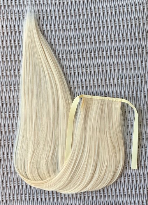Premium Ultra włosy doczepiane, jasny blond, kucyk, treska 587.