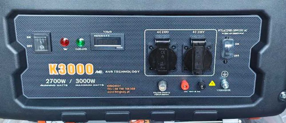Генератор Kingway 3 кВт бензин мідна обмотка AVR однофазний 2 розетки