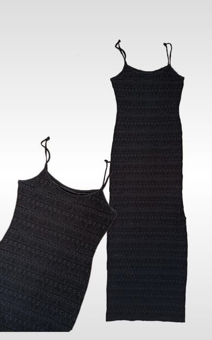 sukienka na ramiączkach długa maxi z rozcięciami ze wzorem