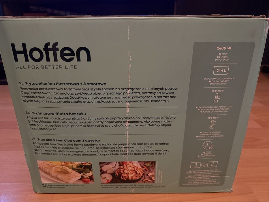 Nowa Frytkownica beztłuszczowa Hoffen dwukomorowa
