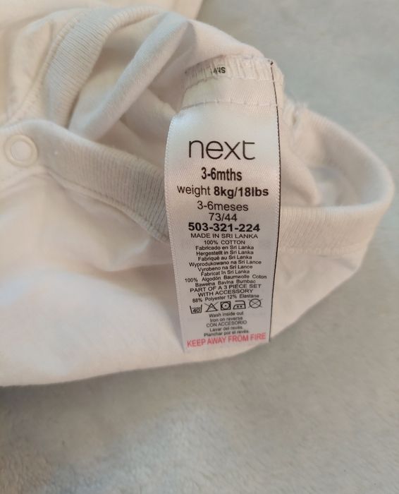 Eleganckie białe body chłopięce next baby  r.62/68