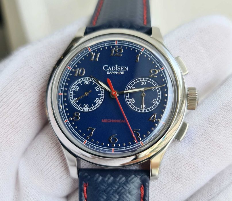 Чоловічий годинник часы Cadisen Mechanical Chronograph ST1900 Blue/W