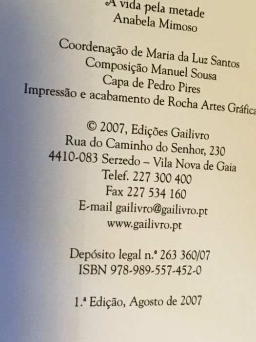 Livro A Vida pela Metade