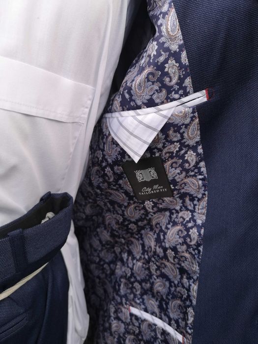 NOWY Garnitur Męski dwuczęściowy Łódź S,M,L,XL,XXL - Granatowy