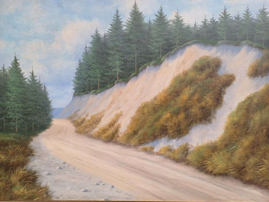 Stary obraz na płótnie sygnowany .