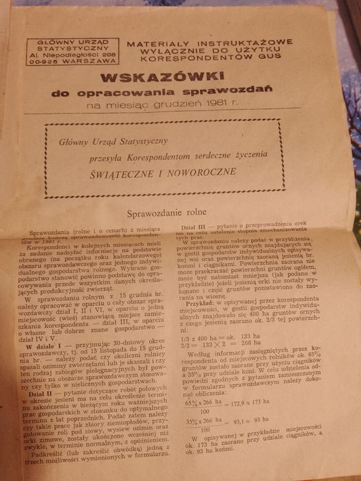 Notatnik korespondenta rolnego 1981 GUS