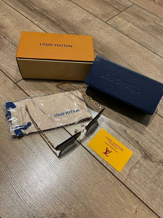 Louis Vuitton okulary przeciwsłoneczne damskie bezramkowe złote LV