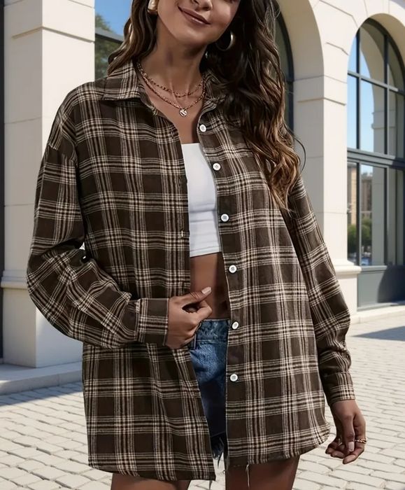 Жіноча рубашка в трендову клітинку 5XL