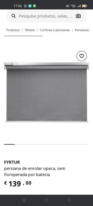 Estore de correr inteligente Fyrtur, IKEA. NOVO