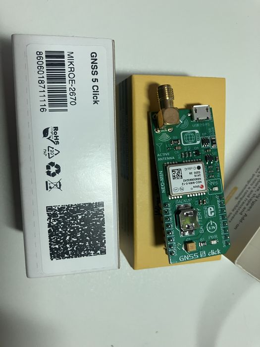 GNSS 5 Click MIKROE-2670 GPS модуль u-blox NEO-M8N Arduino ESP32 STM32