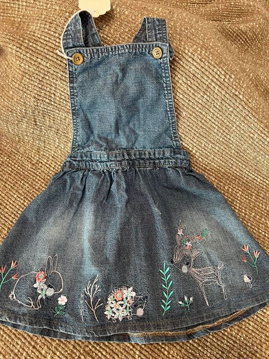 Saia com alças ganga bordado menina baby