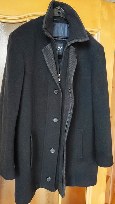 Płaszcz męski r. 48, XL kaszmir wełna czarny