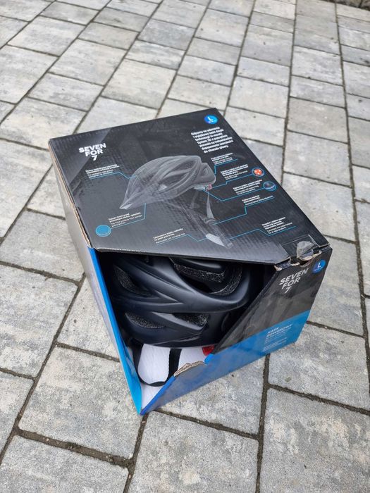 Nowy kask rowerowy SEVEN for 7 z lampką led lidl gwarancja czarny