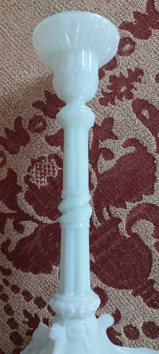 Castiçal vidro opalino branco