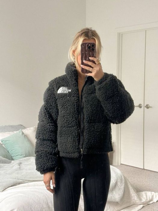 Куртка The North Face шерпа. Жіноча куртка TNF барашек, чорна