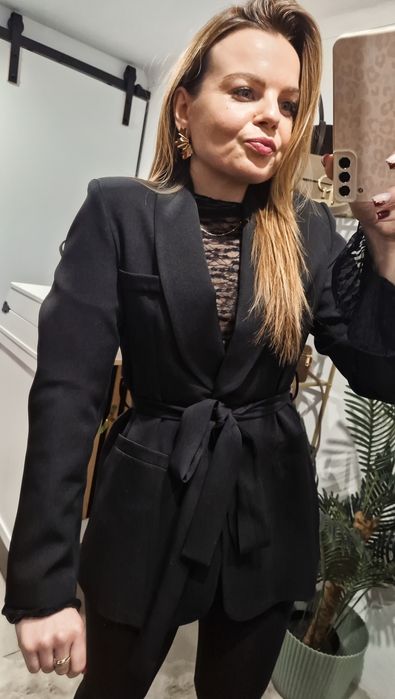 Elegancki zestaw marynarka i bluzka koronka Varlesca chicaca XS S M L