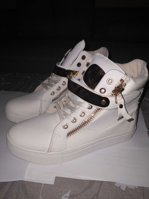 Białe sneakersy trampki na koturnie r. 39