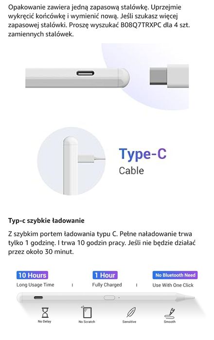 Profesjonalny rysik do iPada Pro/Air3 itp. z lat 2018'-2025 KXT Hexago