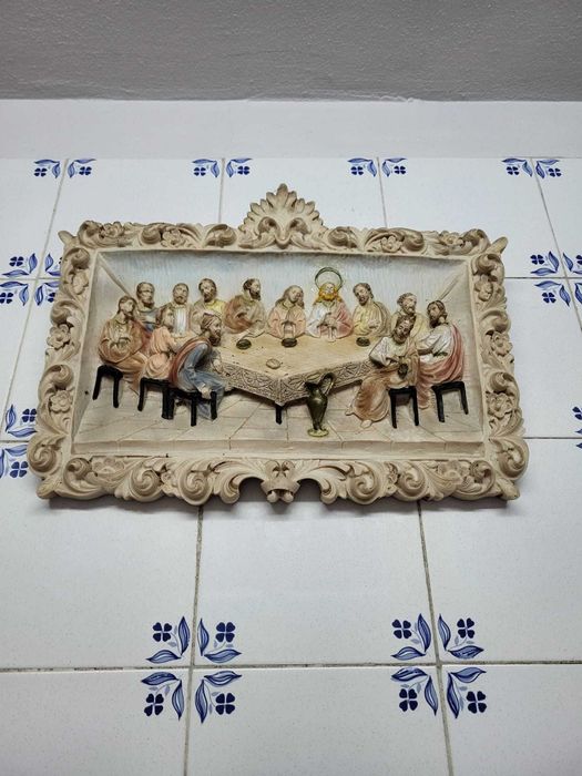 Quadro da última ceia em gesso