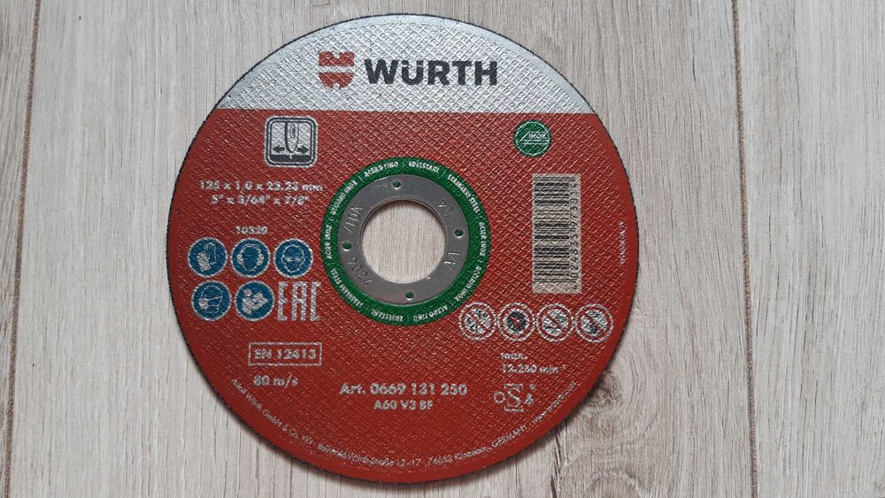 Tarcze do cięcia 125x1 stali Inox WURTH -25 szt!