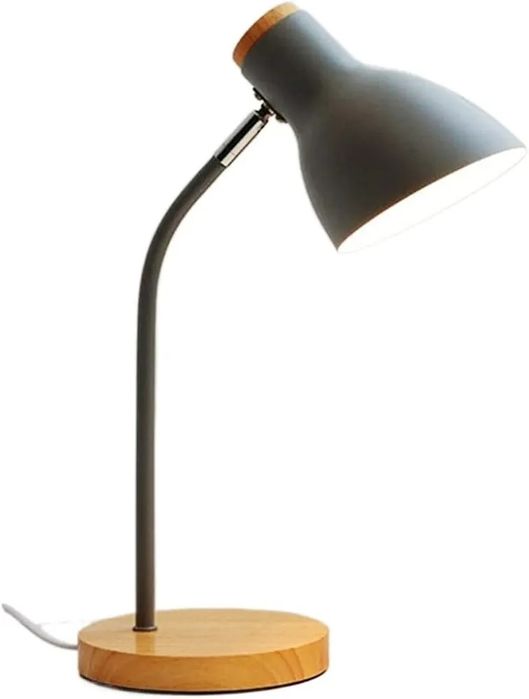 Lampka biurkowa Tracer Scandi szara z drewnem + żarówka LED