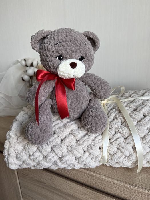 Плед плюшевий конверт на виписку плетений плед