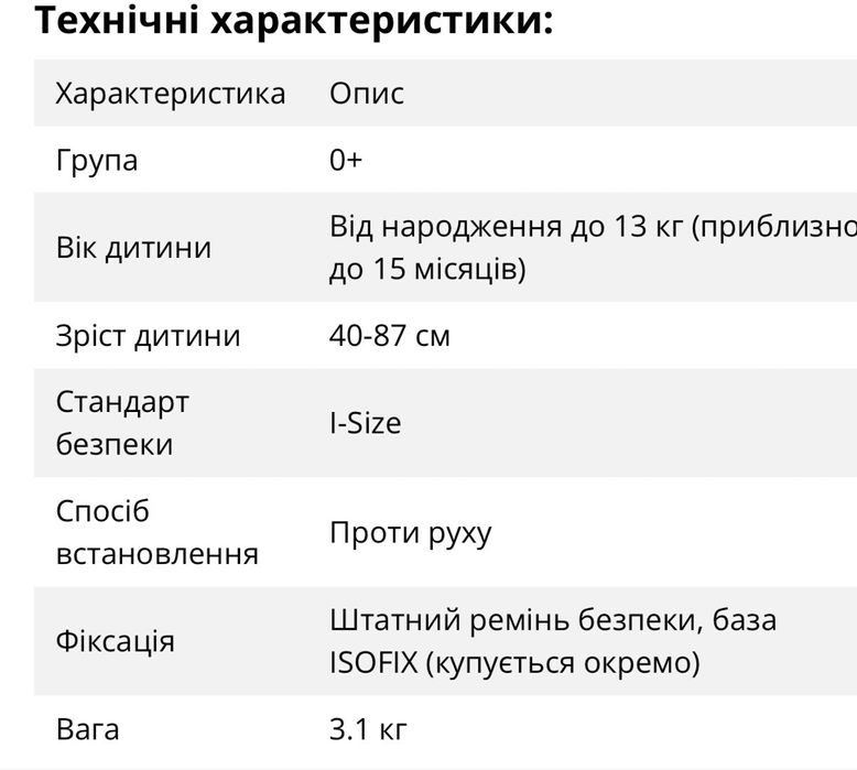 Автолюлька Carello Nova для немовлят до 1 року
