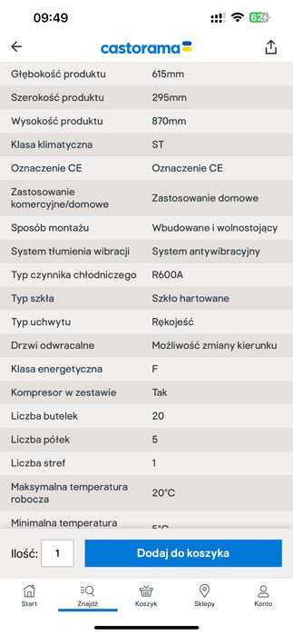 Lodowka na napoje winiarka 30cm