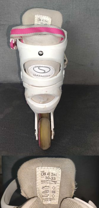 Łyżworolki dziewczęce regulowane 30÷33 20÷60kg SMJ Sport CRK 41 2 in 1