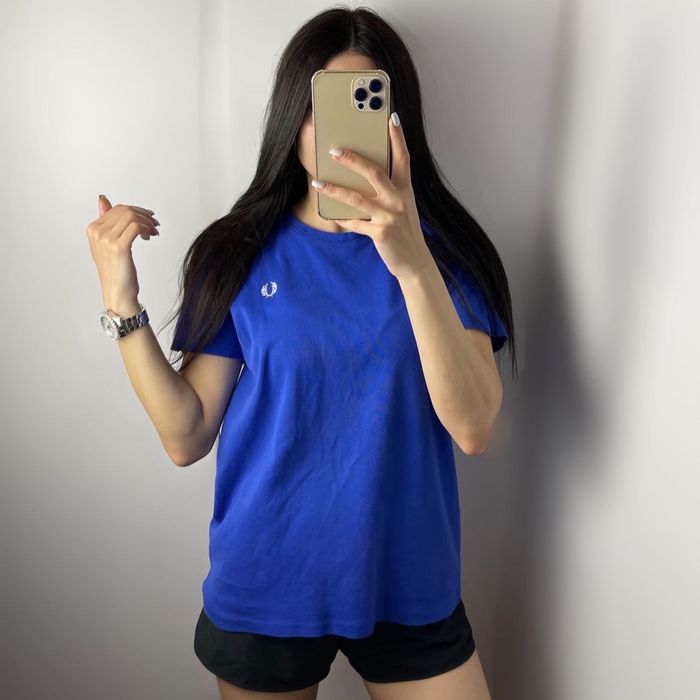Футболка fred perry синяя базовая оверсайз оригинал фред перри