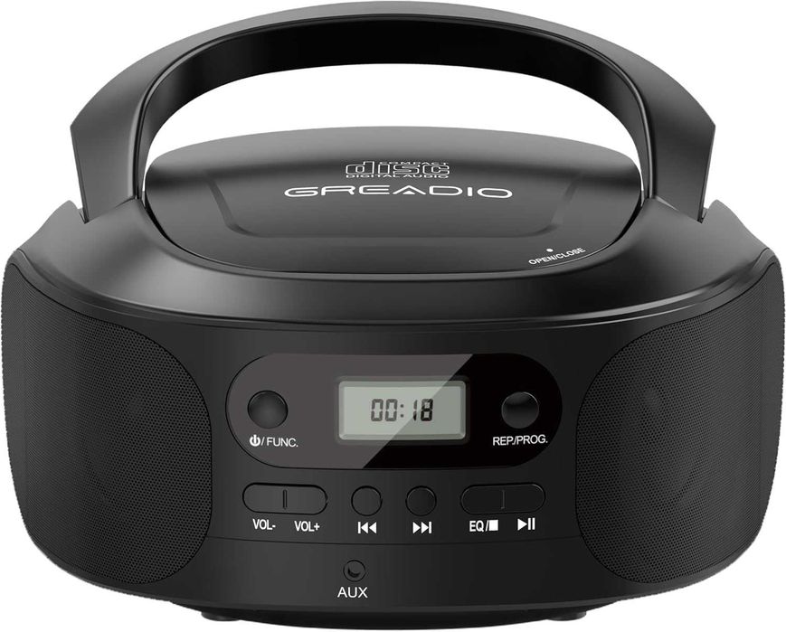 Boombox CD Greadio AUX USB-C głośniki stereo czarny
