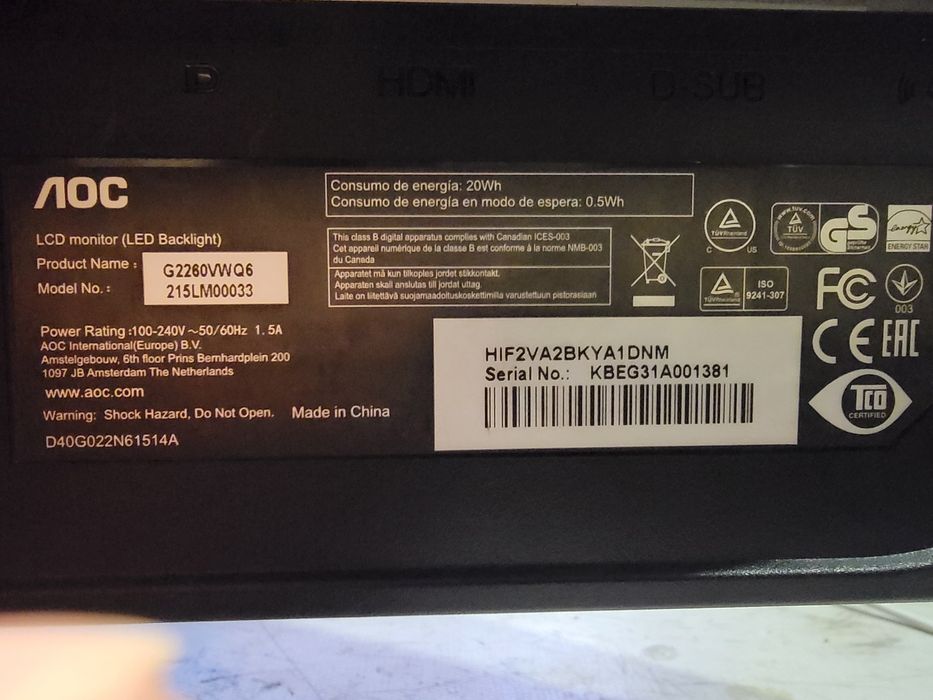 Monitor Gaming AOC 22''