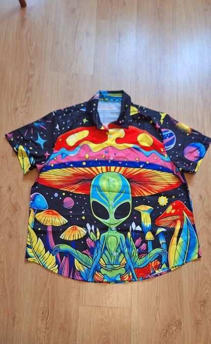Piękna kolorowa koszula ufo, alien, woodstock, flower power hippie. Rozmiar  XXL/XXXL. Nowa