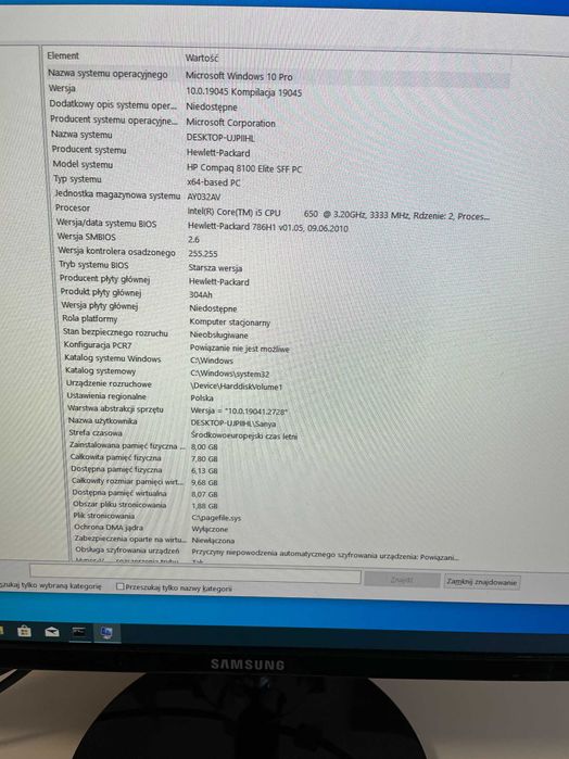 HP Compaq 8100 Elite SFF + 2 monitory 24” Dell i Samsung + Windows 10 SSD – szybki i gotowy do pracy