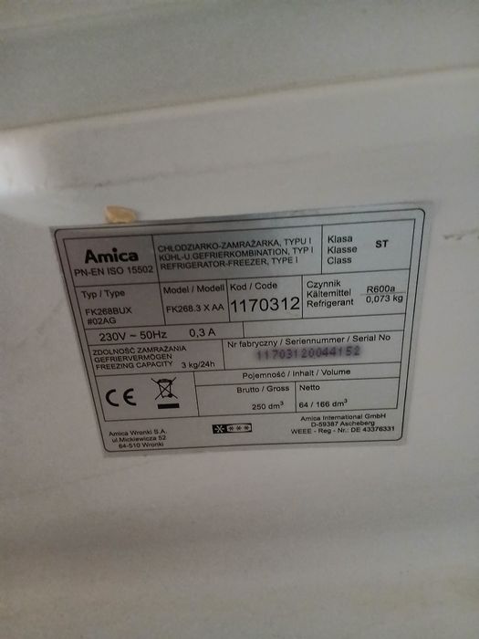 Lodówko zamrażarka używana Amika srebrna