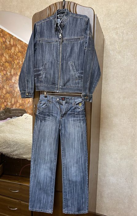 Піджак джинсовий та штани р S (152-162 см ) на дуже худого хлопчика