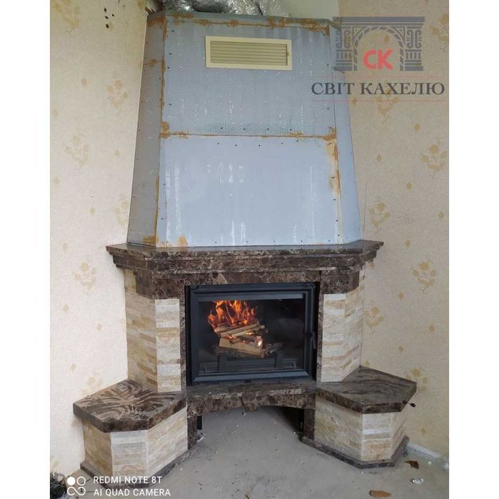 Встановлення камінів під ключ з подачею гарячого повітря на будинок