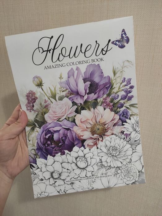 Розмальовка А4 flowers anti stress,антистрес квіти