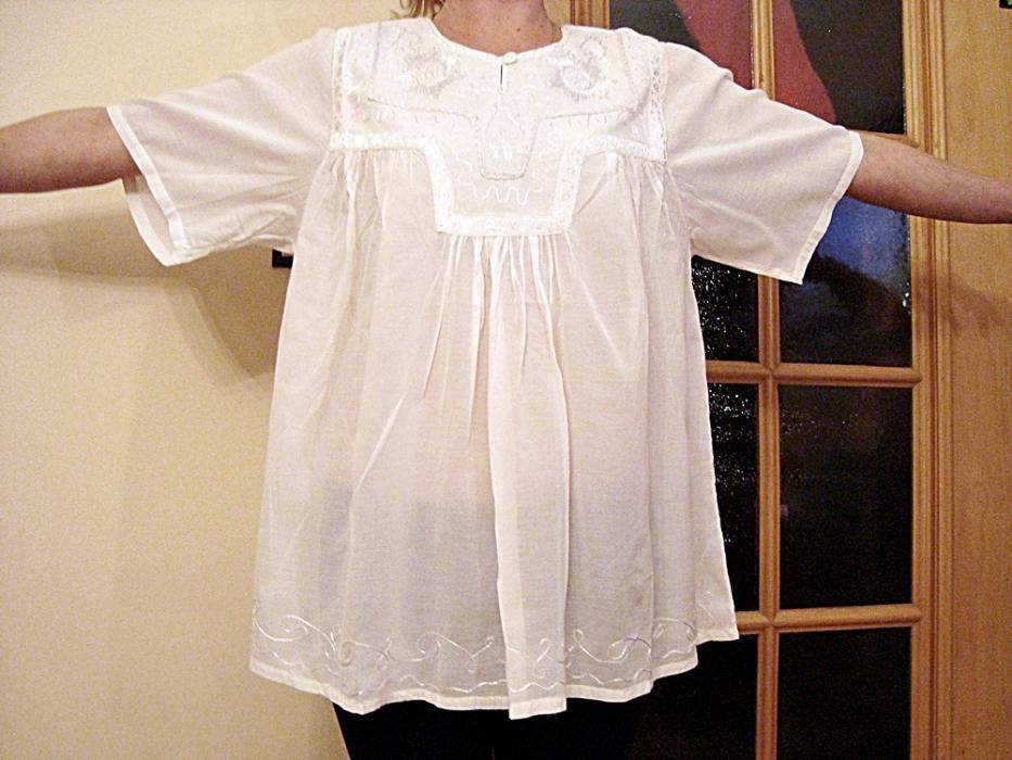 Biała duża bluzka,tunika roz.XL/XXL indyjska-ciążowa