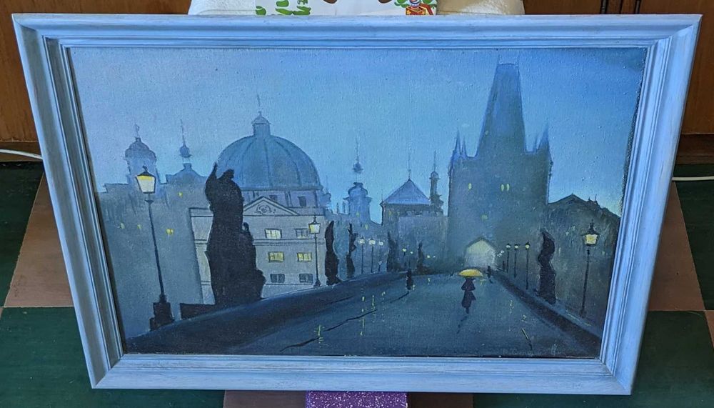 Картина Вечерняя Прага холст масло 61х47см