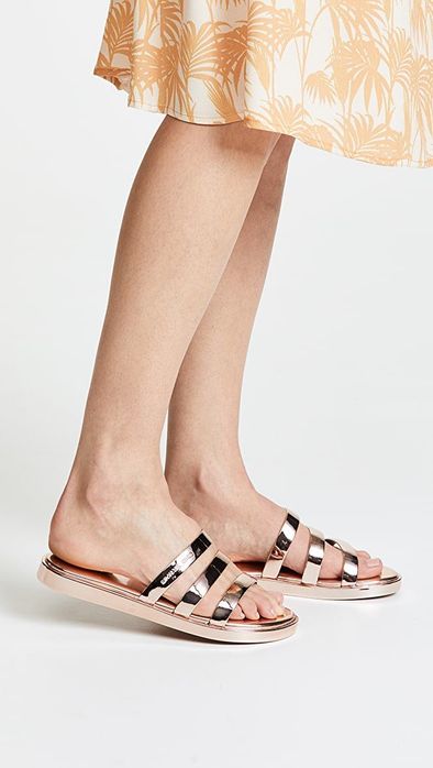 michael kors keiko metallic slide