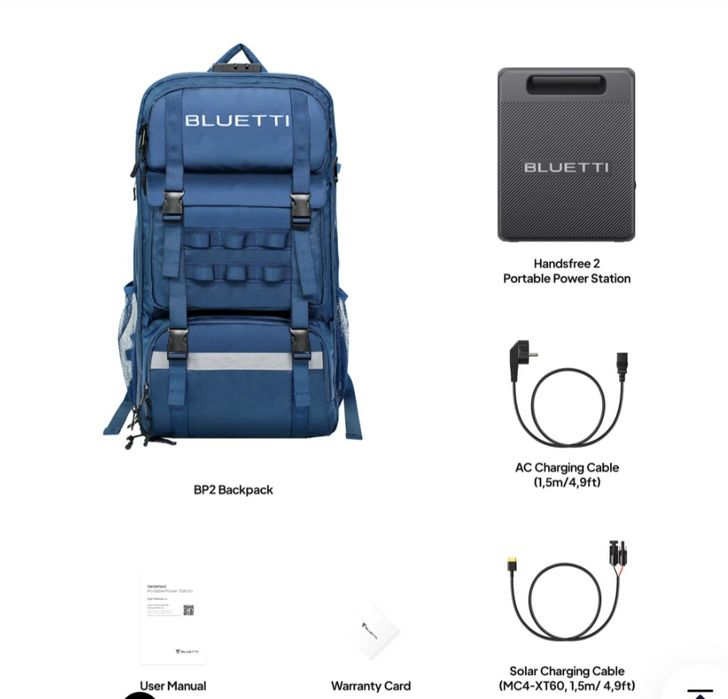 Bluetti Handsfree 2. Зарядна станція 700Вт та рюкзак для подорожей