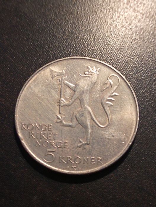 5 kroner - 350º Aniversário do Exército Norueguês - Norway -1978