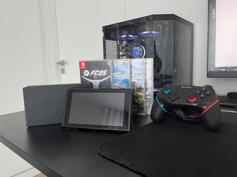 Nintendo Switch + Comando Battletron (Novo) + 4 Jogos