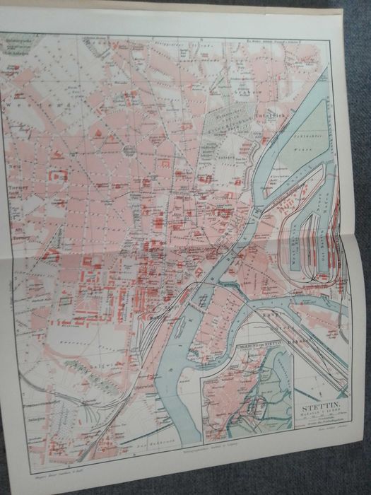 Szczecin - Stettin  oryginalny plan miasta z XIX w.