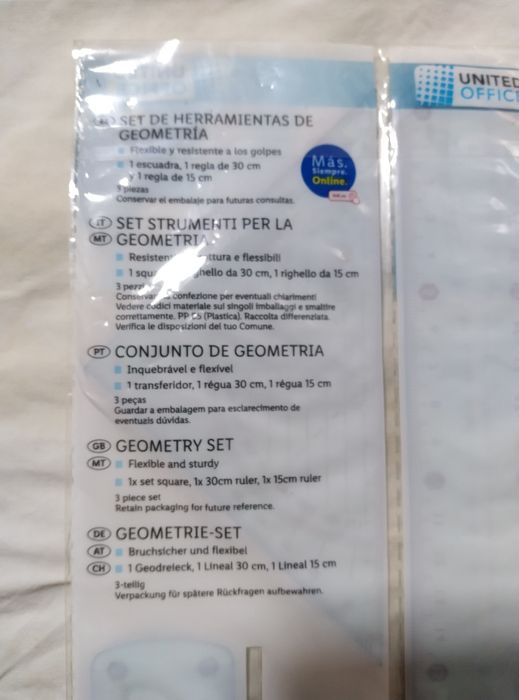 Conjunto de Réguas Flexíveis United Office (Réguas 15cm, 30cm e Esquadro)